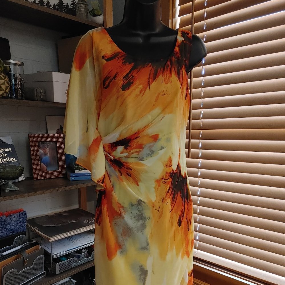 .Bisou Bisou Watercolor Chiffon Dress